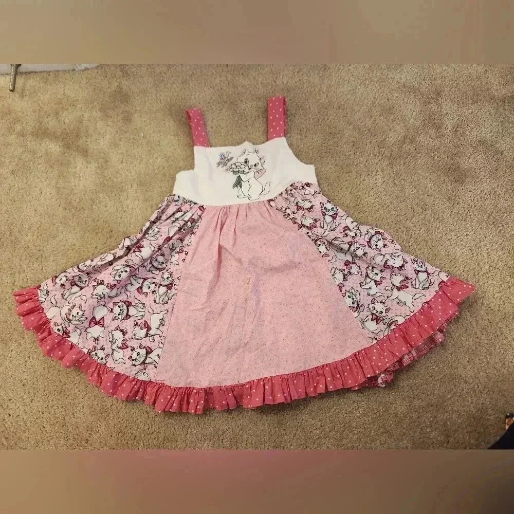 Sugar Illiums Dress Girls Size 7 Aristocats Cat Dress Sleeveless‎ Pink #H293